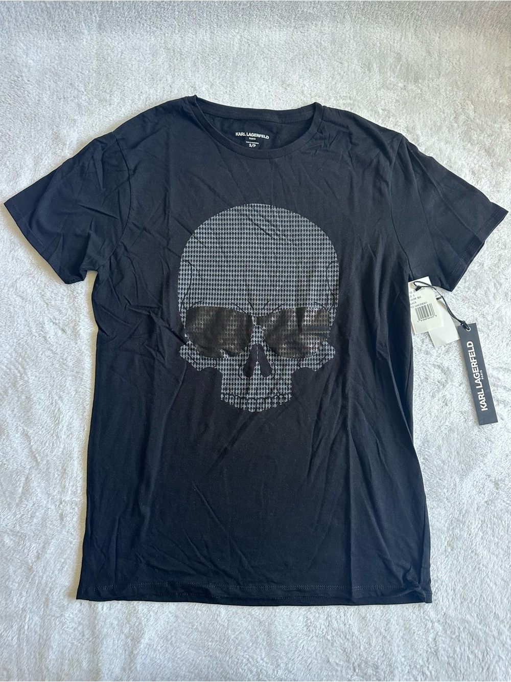 Karl Lagerfeld Mens Black Short Sleeve TShirt Skull Small S NWT Geometric